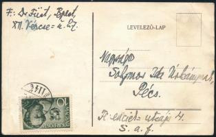 1942 Füst Milán (1888-1967) író, költő autográf levelezőlapja Solymos Ida (1922-1995) költőnek, mely...