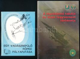 2 db katonai repülés témájú füzet: Krascsenics Lajos: Egy vadászrepülő röpke pályafutása. Emlékek, sorsok, katonatörténetek 8. H.n., 1991, MH Oktatási és Kulturális Anyagellátó Központ. + A légvédelmi rakéta és tüzér fegyvernem története. Szerk.: Varga László. Kiadói tűzött papírkötés, kissé kopott borítóval.