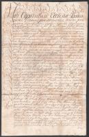 1771 Pozsony, eltartási szerződés Aczél Mihály ügyében, papírfelzetes pecséttel, foltos, 2,5 beírt o...