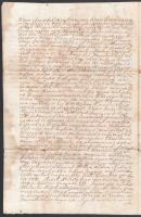 1771 Pozsony, eltartási szerződés Aczél Mihály ügyében, papírfelzetes pecséttel, foltos, 2,5 beírt o...