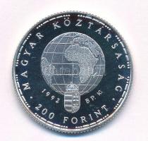 1992. 200Ft Ag "Veszélyeztetett állatvilág - Fehér gólya" kapszulában T:PP Adamo EM126