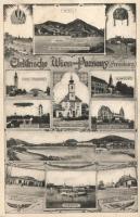 Pozsony-Wien electric railway, tram stations, zeppelin,