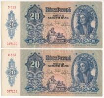 1941. 20P (2x) sorszámkövetők "C 353 087130 - C 353 087131" T:XF-F szép papír Adamo P12