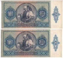 1941. 20P (2x) sorszámkövetők "C 353 087130 - C 353 087131" T:XF-F szép papír
Adamo P12