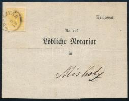 1856 1kr nyomtatványon / on printed matter TEMESVÁR - Miskolc