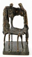 Pauer Gyula (1941 - 2012): Kettős metamorfózis. Bronz, márvány talapzaton, jelzés nélkül, 15x15x27,5 cm