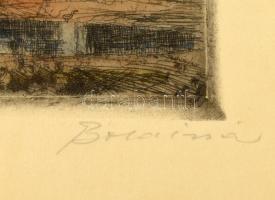 Boldizsár István (1897-1984): Kis gazdaság. Színezett rézkarc, papír, jelzett, üvegezett fakeretben,...