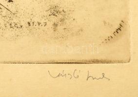 László Gyula (1910-1998): Kertrészlet (cím nélkül). Rézkarc, papír, jelzett, üvegezett fakeretben, 2...