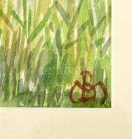 gróf Bolza Marietta (1911-1996): Vízparti táj. Akvarell, papír, jelzett, üvegezett fakeretben, 29x39...