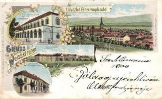 Fehértemplom with military-barracks Litho