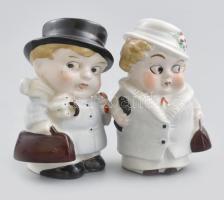 Lippelsdorf figurális sóborsszóró pár, jelzéssel, minimális kopással, m: 9 cm