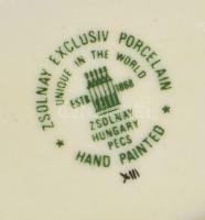 Zsolnay Exclusiv virágmintás ékszeres tálka, kézzel festett, jelzett, 11,5x7,5 cm