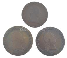 1800B 3kr Cu "I. Ferenc" + 1800S 6kr Cu "I. Ferenc" + 1812B 3kr Cu "I. Fere...