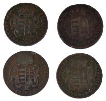 1763-1766. 1 Rézdenár "Mária Terézia / Zárt korona" (4db/3xklf évszám) T:VF,F