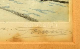 Jean-Louis Forain (1852-1931): Hiver de Montmarte, Párizs. Színes rézkarc, papír, jelzett. Üvegezett...