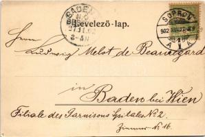 1902 Sopron, Széchenyi tér, villamos. Kummert L. kiadása (EK)