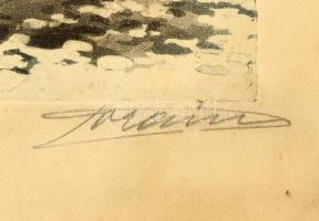 Jean-Louis Forain (1852-1931): Rue Ravignan, Montmarte, Párizs. Színes rézkarc, papír, jelzett. Üveg...