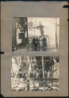 1931 Vidám vándorlás a Népligetben, 1931. IX., 4 db fotó sérült kartonlapokon, feliratozással, 6x9,5...