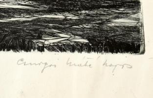 Csurgói Máté Lajos (1931-2001): Tihanyi udvar. Rézkarc, papír, jelzett, apró felületi sérüléssel. Üv...