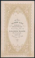 cca 1865 Két férfi műtermi portréja, keményhátú fotó Alkér Ede budavári műterméből, 10,5×6,5 cm