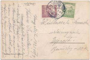 Lengyeltóti, Fő utca az izraelita templommal,  zsinagóga, kiadja Kohn Márkusz