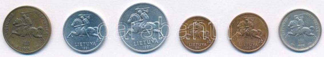 Litvánia 1925. 10c + 1L Ag + 1991. 1c + 2c + 10c + 20c T:AU-VF
Lithuania 1925. 10 Centu + 1 Litas A...