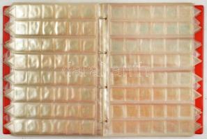 Használt állapotú műbőr album műanyag berakólapokkal