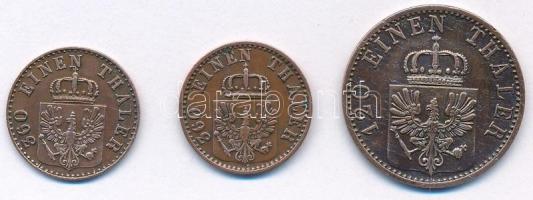 Német Államok / Poroszország 1847A 1pf Cu + 1868B 1pf Cu + 1871C 3pf Cu T:AU az egyiken kis ph
Germ...