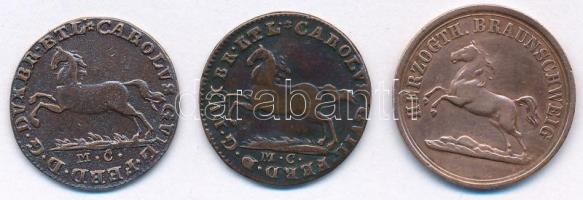 Német Államok / Brunswick / Brunswick-Wolfenbuttel 1794MC 1pf Cu + 1800MC 1pf Cu + 1859. 2pf Cu T:AU...