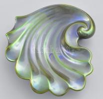 Zsolnay eozin csiga tál, jelzéssel, minimális kopottsággal, 17x17 cm