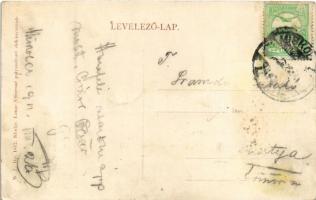 1911 Miskolc, Tiszai pályaudvar, vasútállomás, vonat, gőzmozdony. W.L. Bp. 1072. Lange Vilmosné kiad...