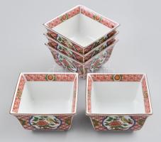 cca 1980, 5 darab japán evőtál, négyszögletes forma, pecsételt jelzéssel, hibátlan 10x10x6 cm