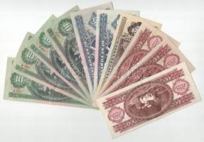 10db-os forint bankjegy tétel, benne: 10Ft (4x), 20Ft (2x), 50Ft és 100Ft (3x) T:F