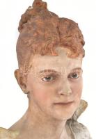 Strobl Alajos (1859-1926): Ifjú hölgy rózsákkal, Engländerin c. szobrához készült festett gipsz mint...