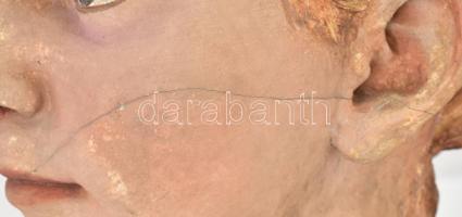 Strobl Alajos (1859-1926): Ifjú hölgy rózsákkal, Engländerin c. szobrához készült festett gipsz mint...