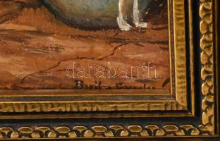 Balla Gyula (?-?), Munkácsy Mihály után: Köpülő asszony. Olaj, vászon. Jelezve jobbra lent. Dekoratí...