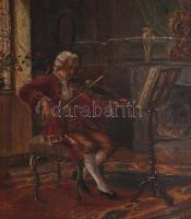 Beregi Sándor, Weiber Sámuel (1876-1943): Zenész enteriőrben. Olaj, vászon, jelzett, sérült. Dekorat...