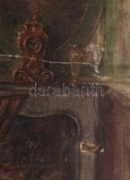 Beregi Sándor, Weiber Sámuel (1876-1943): Zenész enteriőrben. Olaj, vászon, jelzett, sérült. Dekorat...