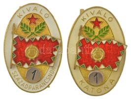 ~1970-1980. Kiváló Századparancsnok aranyozott műgyantás sapkajelvény (40x27mm) + Kiváló Katona aranyozott műgyantás sapkajelvény (40x27mm) T:AU