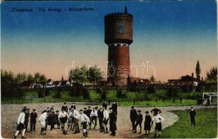 Komárom, Komárno; Víztorony, focipálya, futball / Wasserturm / water tower, football field with players (EK)