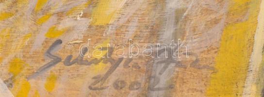 Sebestyén János (1957-): Ablak. Akril, farost, jelzett, keretben, 24x24 cm Kis sérülés a kereten