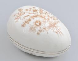 Hollóházi tojás bonbonier, matricás, jelzett, ragasztott, h: 15 cm, m:9,5 cm