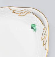 Herendi zöld virágmintás szendvicses készlet, 2. oszt. jelzéssel, hibátlan, h: 37 cm, d: 16,5 cm