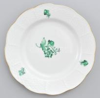 Herendi zöld virágmintás szendvicses készlet, 2. oszt. jelzéssel, hibátlan, h: 37 cm, d: 16,5 cm