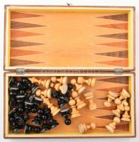 Fa sakk készlet, teljes, tábla 32x32 cm