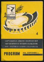 1966 VIII. Atlétikai Európa-bajnokság programfüzete. Fekete-fehér képekkel illusztrálva, magyar, angol és francia nyelven. Tűzött papírkötés, 48 p.