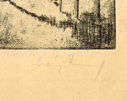 Láng Rudolf (1904-1991): Edgar Allan Poe: A Holló. Rézkarc, papír, jelzett, üvegezett fakeretben. 29...