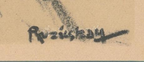 Ruzicskay György (1896-1993): Születés. Algráfia, papír, jelzett az algrafián, paszpartuban, 25×18,5...