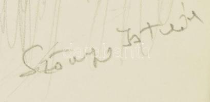 Szőnyi jelzéssel: Lányok. Vázlat. Ceruza, papír. paszpartuban 40x29 cm