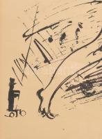 Vaszary János (1867-1939): Akt, Cinkográfia, papír, jelzett a nyomaton, üvegezett keretben, 40×28 cm